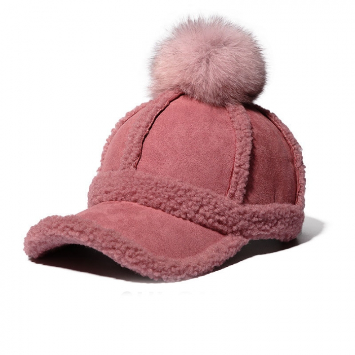 Autumn And Winter Wild Hairball Baseball cap Fashion Student Thickening lovely street Caps