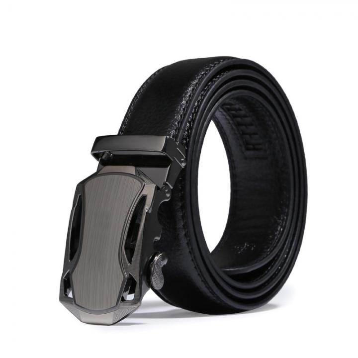 Men Personality Fashion Automatic Buckle Belt Trend Genuine Leather Business Belt