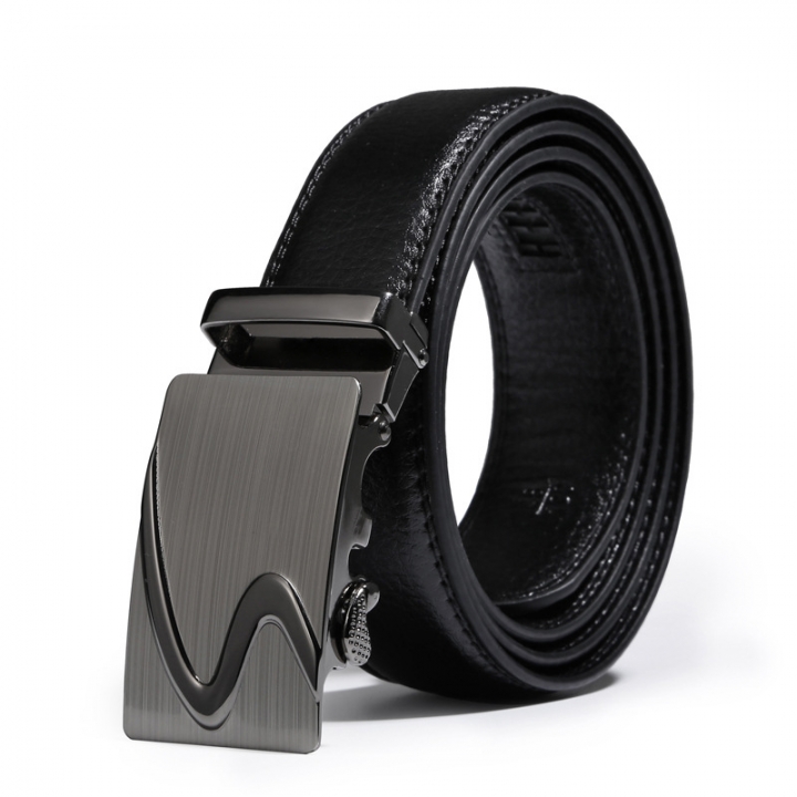 Men Personality Fashion Automatic Buckle Belt Trend Genuine Leather Business Belt
