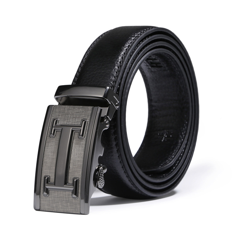 Men Personality Fashion Automatic Buckle Belt Trend Genuine Leather Business Belt