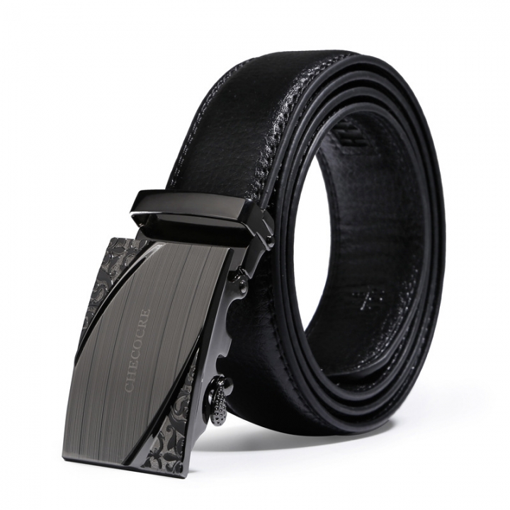 Men Personality Fashion Automatic Buckle Belt Trend Genuine Leather Business Belt