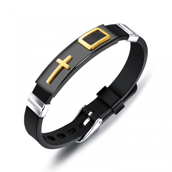 Western Style Stainless Steel Accessories Fashion Classic Cross Silica gel Men Bracelets