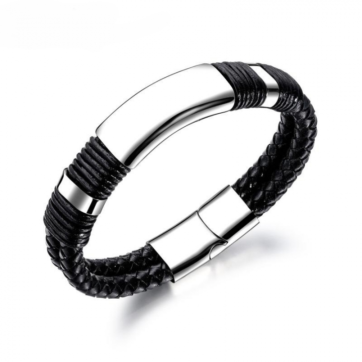 Western Style Men Fashion Titanium Steel Smooth Bracelets Inverted Magnetic buckle Wristband