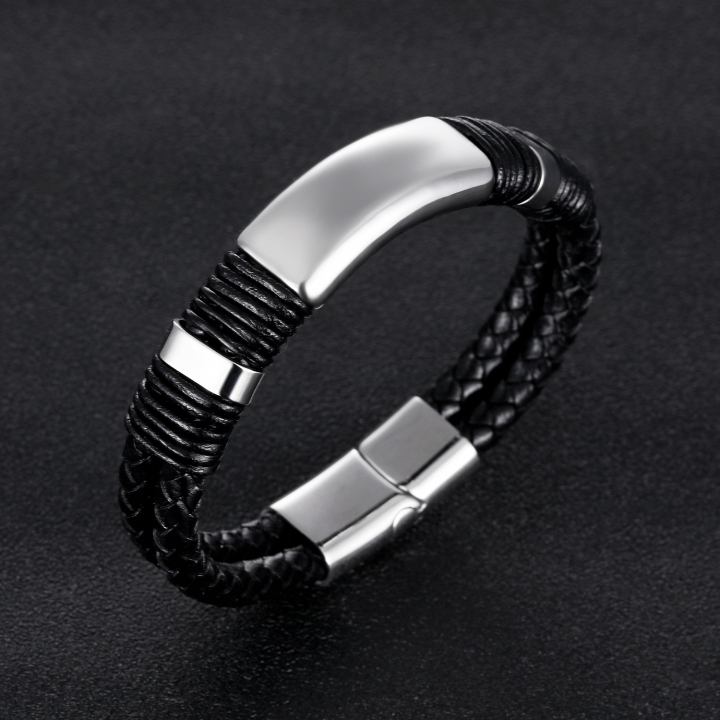 Western Style Men Fashion Titanium Steel Smooth Bracelets Inverted Magnetic buckle Wristband