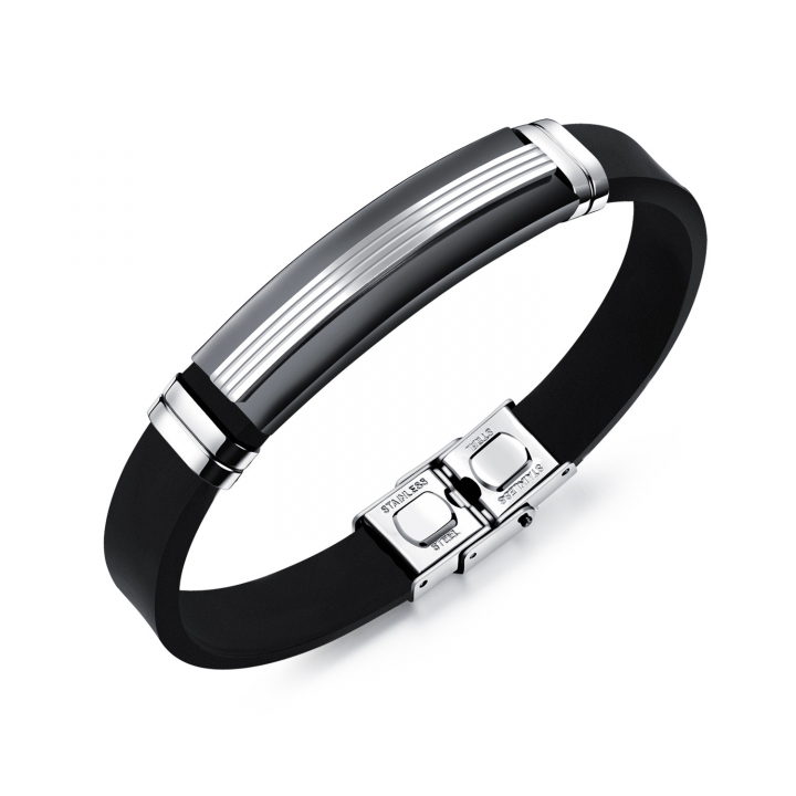 Western Style Men Personality Wristband Fashion Movement Stainless Steel Silica gel Bracelets