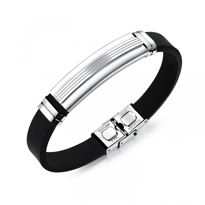 Western Style Men Personality Wristband Fashion Movement Stainless Steel Silica gel Bracelets