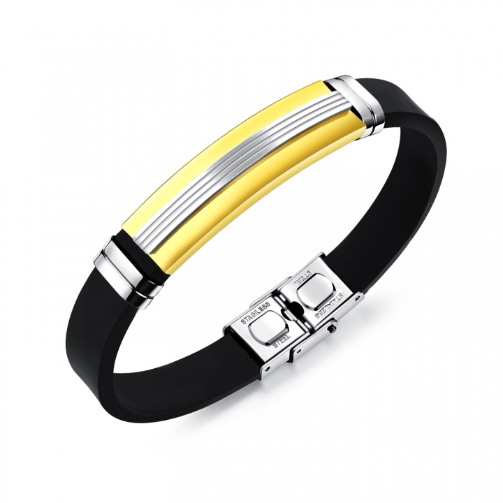 Western Style Men Personality Wristband Fashion Movement Stainless Steel Silica gel Bracelets