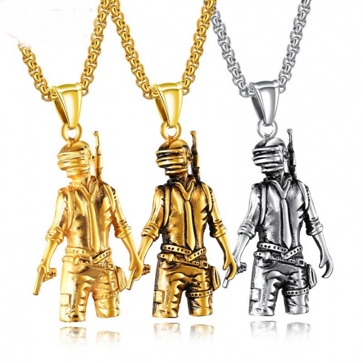 Western Style Personality Eat Chicken Pendant Rock Trend Game Characters Titanium Steel Necklace