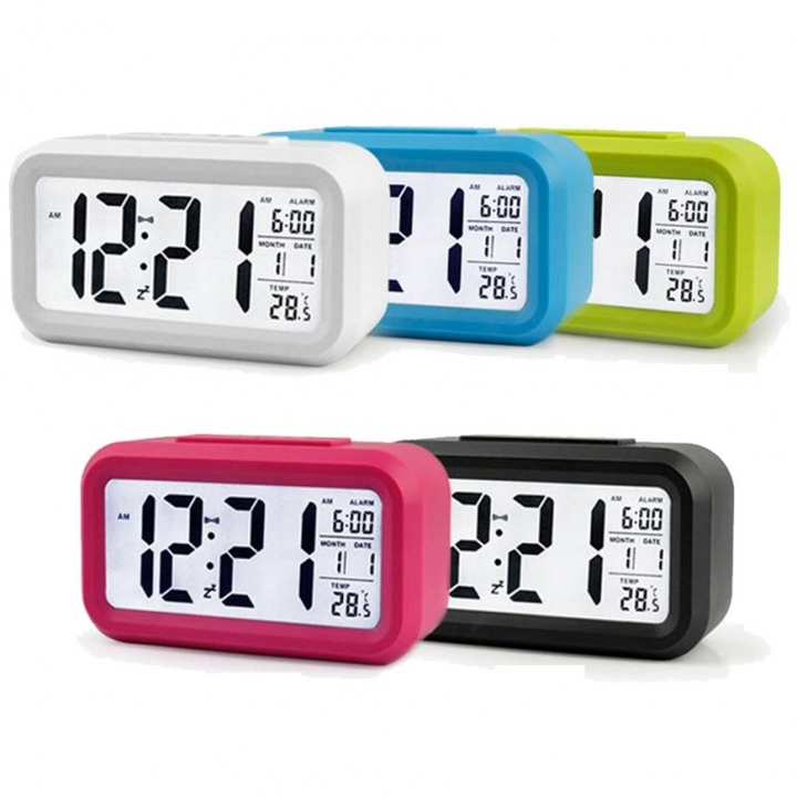 Creative Digital Smart Bell Temperature Snooze Alarm Clock Mute Backlight Electronic Clock