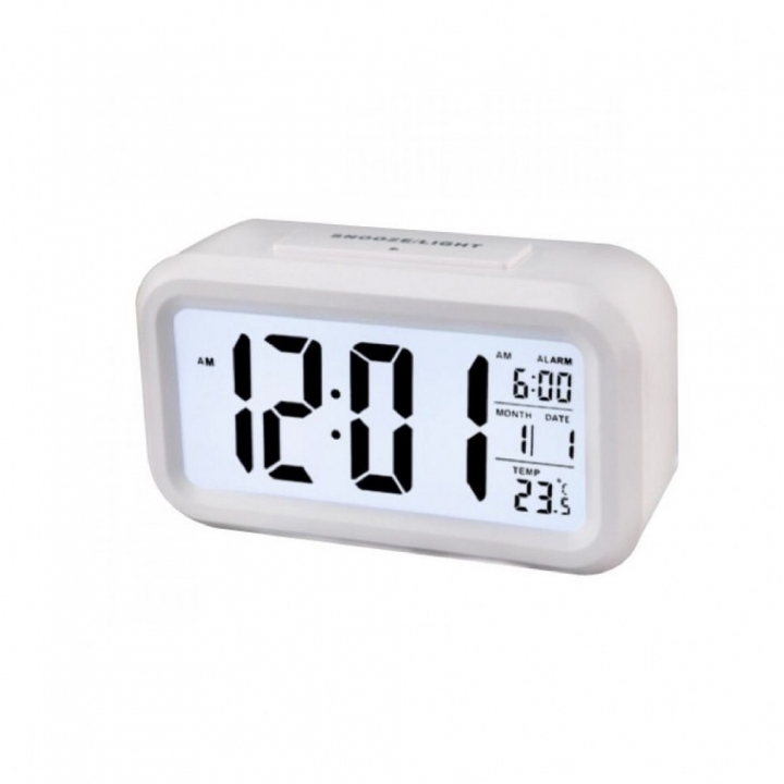 Creative Digital Smart Bell Temperature Snooze Alarm Clock Mute Backlight Electronic Clock