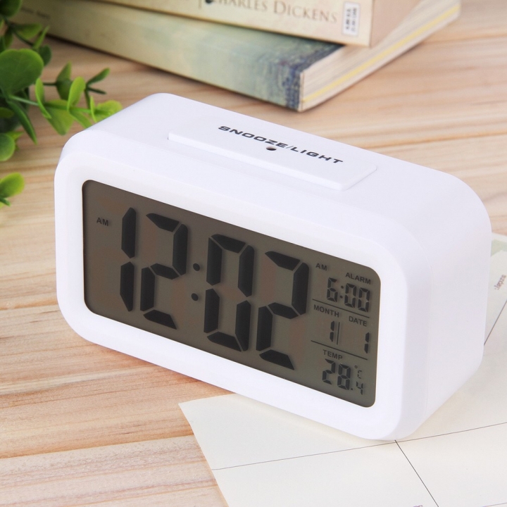Creative Digital Smart Bell Temperature Snooze Alarm Clock Mute Backlight Electronic Clock