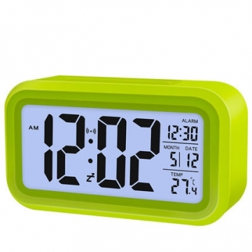 Creative Digital Smart Bell Temperature Snooze Alarm Clock Mute Backlight Electronic Clock