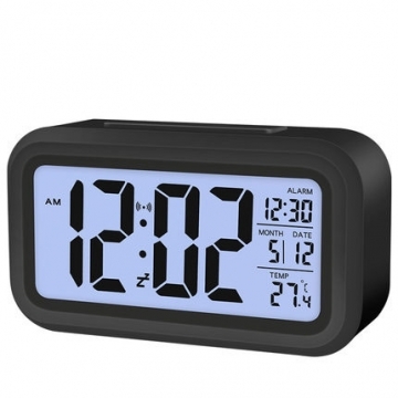 Creative Digital Smart Bell Temperature Snooze Alarm Clock Mute Backlight Electronic Clock