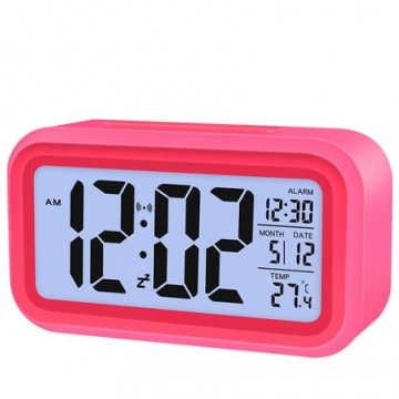 Creative Digital Smart Bell Temperature Snooze Alarm Clock Mute Backlight Electronic Clock