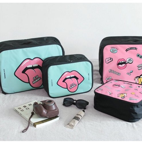 Lovely Cartoon Portable Travel Storage Package Big Mouth Clothing Trolley Case Luggage