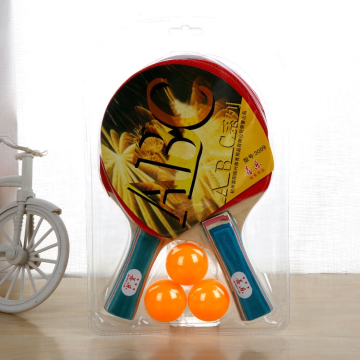 Ping pong Paddle Set Red Panel Solid Wood Ping Pong Paddle Three Pingpong