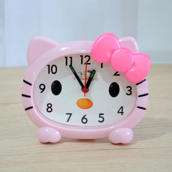 KT Cat Alarm Clock Creativity Lovely Cats Bow tie Bedside Clock Student Home Watch