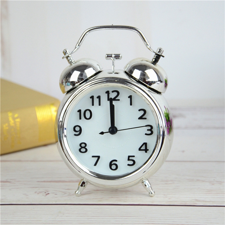 Plating Classic Vintage Ring Bell Alarm Clock Child Creativity Small Alarm Clock Watch Clock
