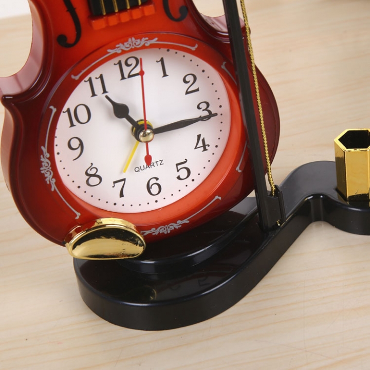 Creativity Personality Violin Alarm Clock Student Fashion Gift Alarm Clock With Pen Holder