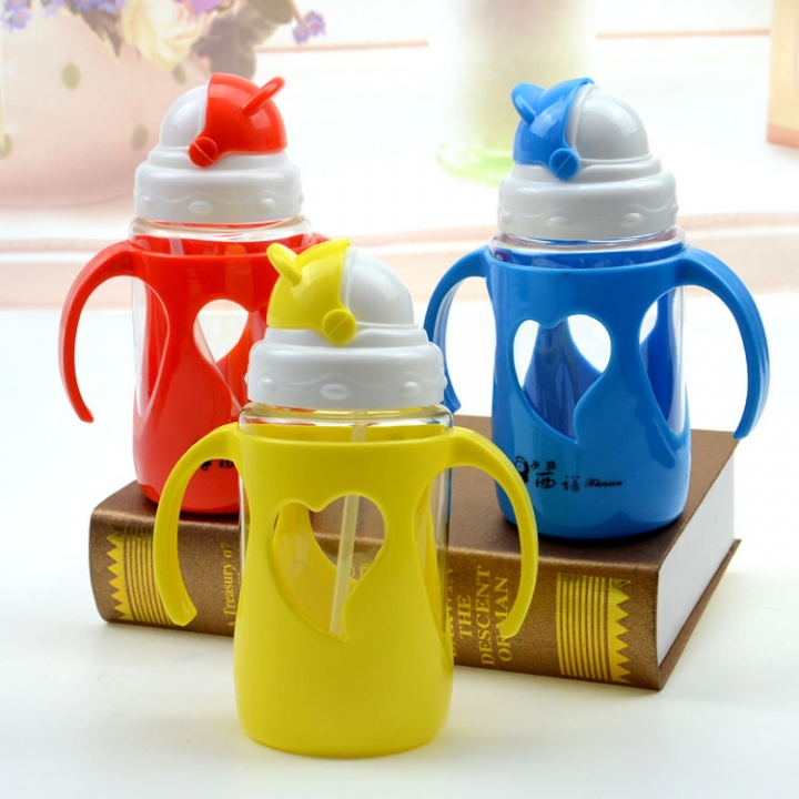Child Suction Cup Cartoon Children's Cup strap Drinking Cup baby plastic Drinking Cup