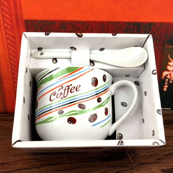 Creativity Small Fresh Ceramics Coffee Mug Fashion With Spoon Milk Cup