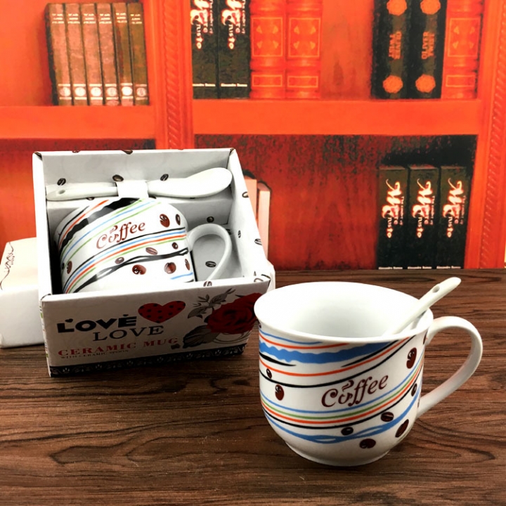 Creativity Small Fresh Ceramics Coffee Mug Fashion With Spoon Milk Cup