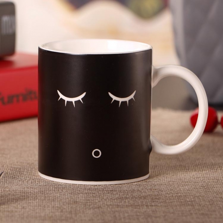 Fashion Emoticon Mark Cup Ceramics Discoloration Cup Creativity Water Transfer Printing Magic Cup