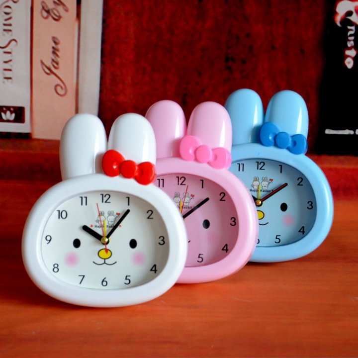 Creativity Lovely Rabbit Alarm Clock Study Bedroom Simple Alarm Clock Student Desktop Table Clock
