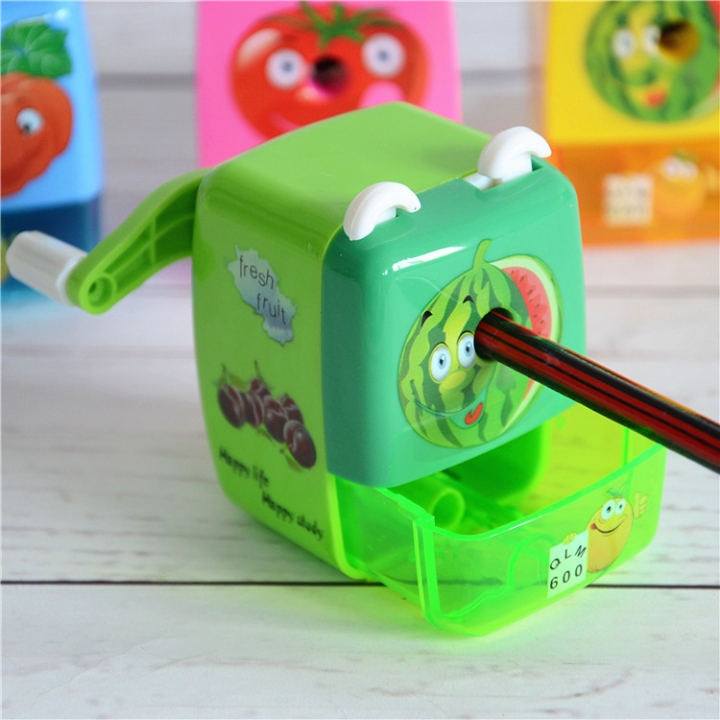 Smiley Face Fruit Pencil Sharpener Plastic Hand Type Pencil Sharpener Student Learn Supplies