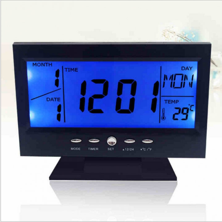 Big Screen liquid Crystal Voice Control Smart Clock thermometer Student Bedside Alarm Clock