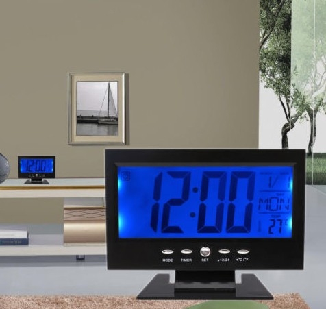 Big Screen liquid Crystal Voice Control Smart Clock thermometer Student Bedside Alarm Clock