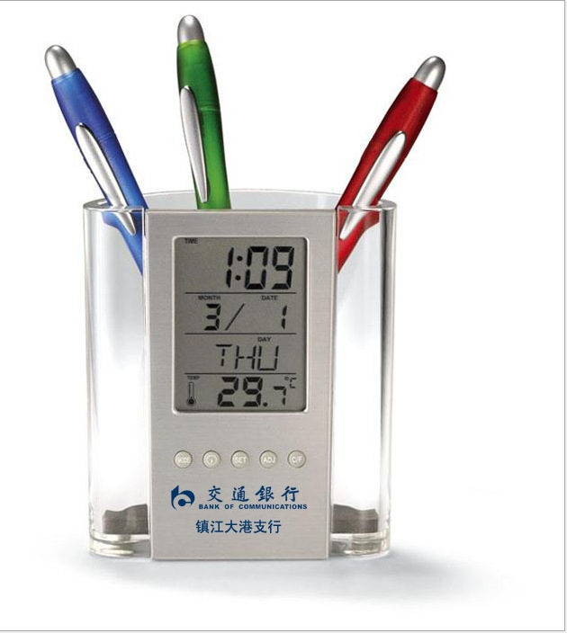 Multifunction Transparent Electronic Pen Holder Perpetual Calendar Electronic Pen Clock