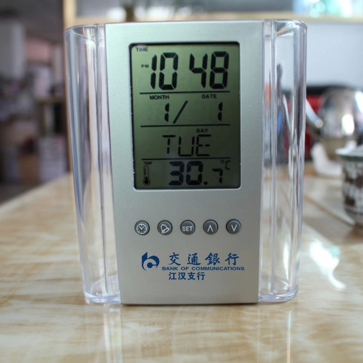 Multifunction Transparent Electronic Pen Holder Perpetual Calendar Electronic Pen Clock