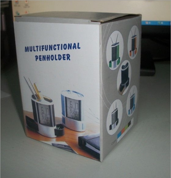 Creativity Multifunction Pen Holder Fashion Office Electronic Millions Calendar Clock Pen Holder