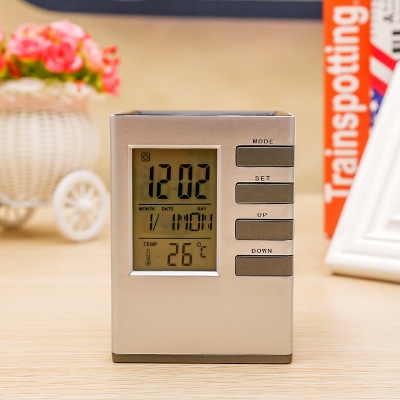 Creativity Office With Backlight Multifunction Pen Holder Perpetual Calendar Alarm clock