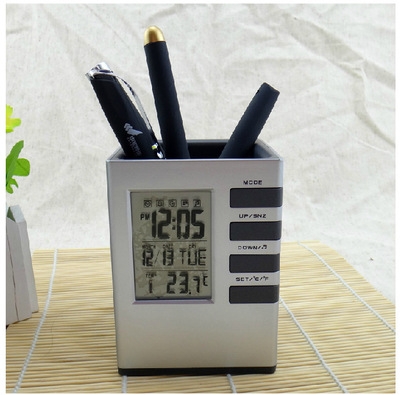 Creativity Office With Backlight Multifunction Pen Holder Perpetual Calendar Alarm clock