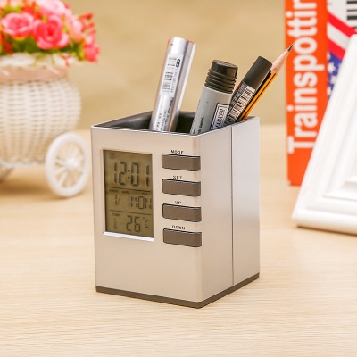 Creativity Office With Backlight Multifunction Pen Holder Perpetual Calendar Alarm clock