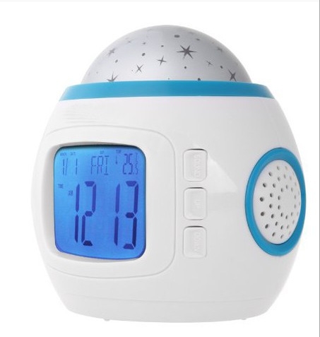 Music Starry Sky Projection Alarm Clock Perpetual Calendar Colorful Alarm Clock Projection Lamp