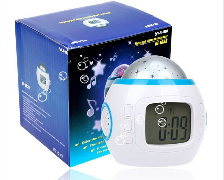 Music Starry Sky Projection Alarm Clock Perpetual Calendar Colorful Alarm Clock Projection Lamp