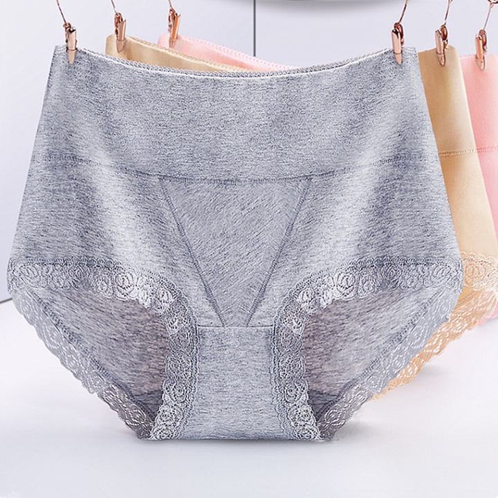 High Waist Cotton Lace Ms Sweat Absorption Breathable Triangular No trace Abdomen Underwear