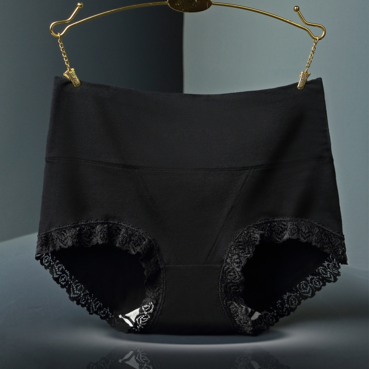 High Waist Cotton Lace Ms Sweat Absorption Breathable Triangular No trace Abdomen Underwear