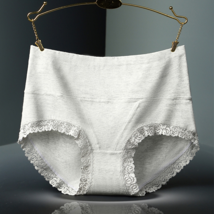 High Waist Cotton Lace Ms Sweat Absorption Breathable Triangular No trace Abdomen Underwear