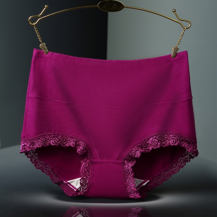 High Waist Cotton Lace Ms Sweat Absorption Breathable Triangular No trace Abdomen Underwear