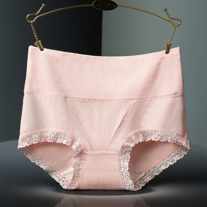 High Waist Cotton Lace Ms Sweat Absorption Breathable Triangular No trace Abdomen Underwear