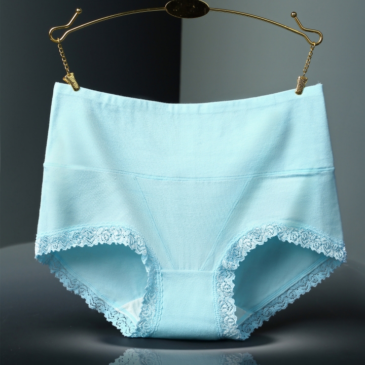 High Waist Cotton Lace Ms Sweat Absorption Breathable Triangular No trace Abdomen Underwear