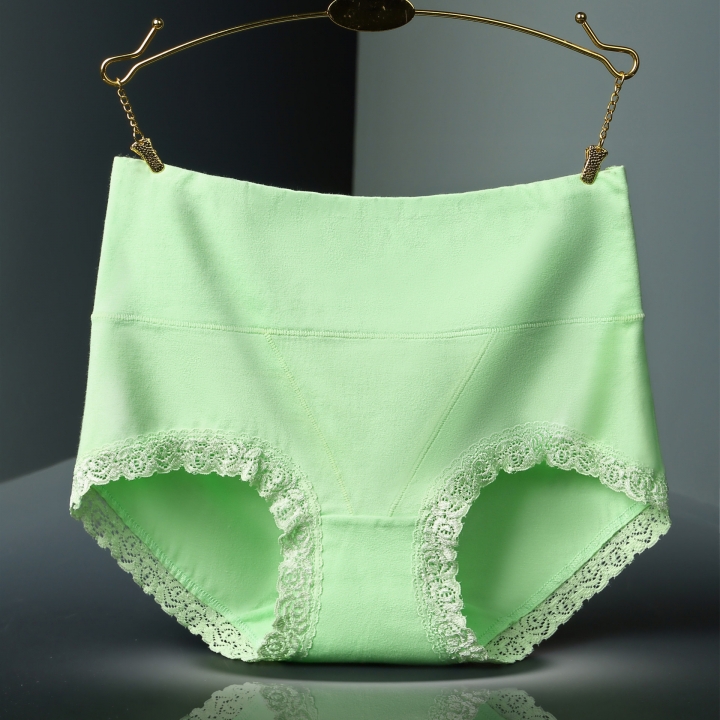 High Waist Cotton Lace Ms Sweat Absorption Breathable Triangular No trace Abdomen Underwear