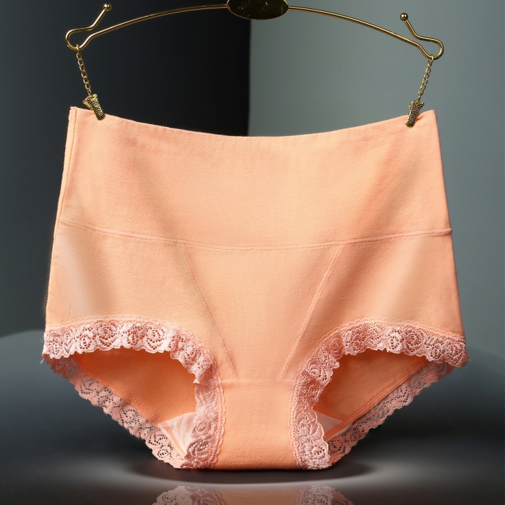 High Waist Cotton Lace Ms Sweat Absorption Breathable Triangular No trace Abdomen Underwear