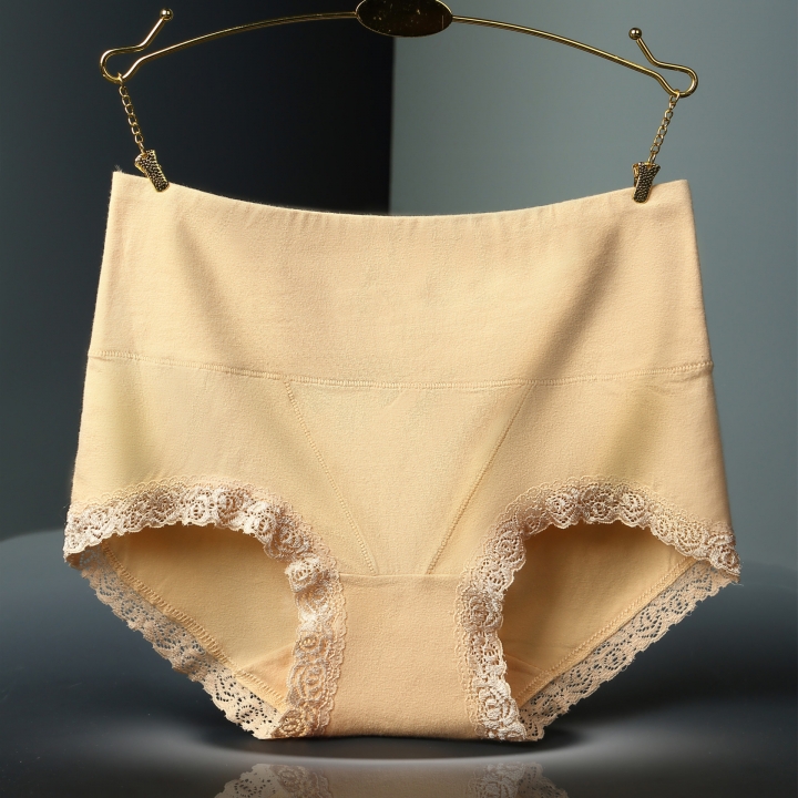 High Waist Cotton Lace Ms Sweat Absorption Breathable Triangular No trace Abdomen Underwear