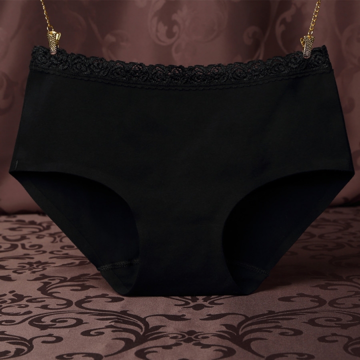 Ms One Piece No Trace Underwear Middle Waist Lace Cotton Underwear Briefs