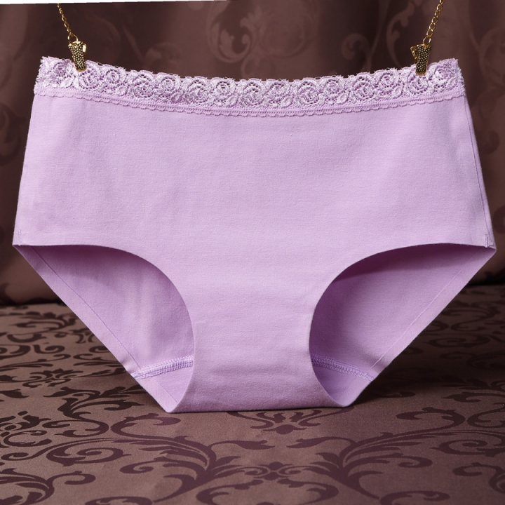 Ms One Piece No Trace Underwear Middle Waist Lace Cotton Underwear Briefs